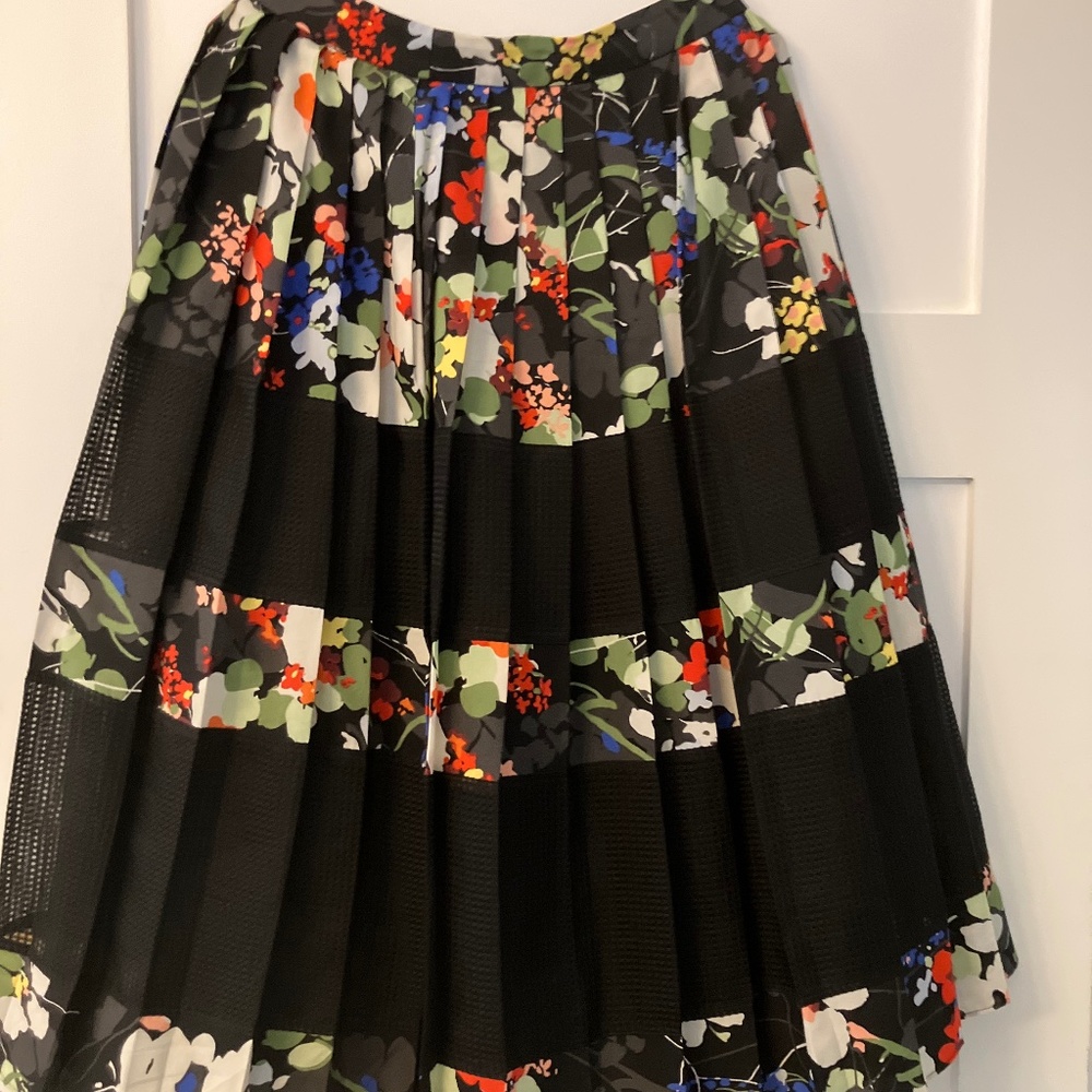 Banana Republic Black Floral A-Line Skirt